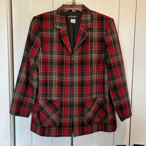Requirements Red and Black Plaid Blazer